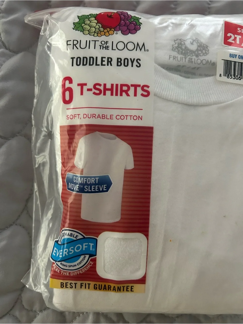 Fruit of the Loom Toddler 2-3T Boys White Short Sleeve T-Shirts - Pack of 6 NWT